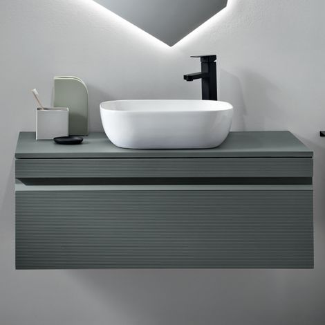 Cassetto sospeso portalavabo da bagno in PVC 100 cm RIO Verde Alga (1/3)