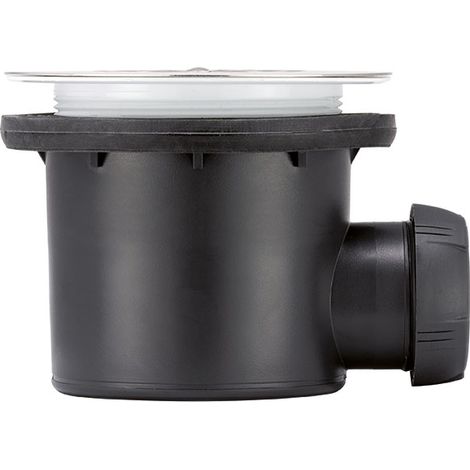 Bonde de Douche NF Ø90 Horizontale TOURBILLON - Grille plate en inox brossé - Wirquin (1/5)