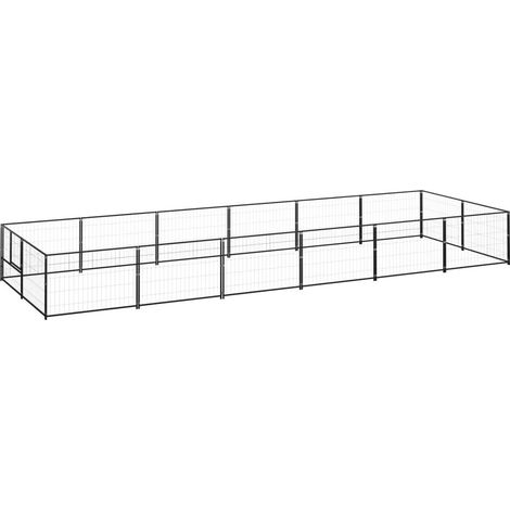 Cuccia da esterno gabbia per cani parco animali nero 12 m² acciaio 020000491