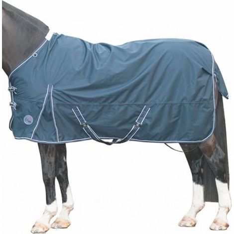 Coperta da paddock impermeabile con collo staccabile senza imbottitura tessuto esterno 600 denari  modello Starter: 135 cm, Blu scuro (1/4)