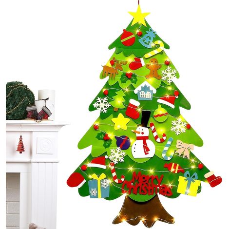 Sapin De Noël en Feutrine Kit de Loisirs Créatifs et 102 cm Sapin De Noël En Feutre Pour Mur D' pour Tout-petit Bébé Salle de Classe Maison Intérieur Mur Porte Pièce Fête (1/5)