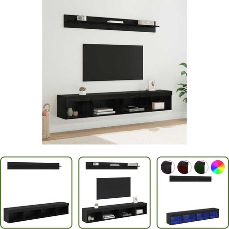 Holz Wandregal - TV-Wandregal-Set 5 pcs Schwarz Eichen-Optik Holzwerkstoff (1/5)