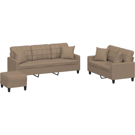 Maison Exclusive - Set di Divani 3 pz con Cuscini Cappuccino in Similpelle