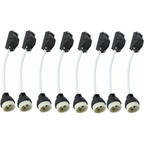 8 pièces douilles en céramique Gu10 avec connecteur de câble 2a 250v support de lampe Gu10 adaptateur de Base de douille avec câble isolé (1/4)