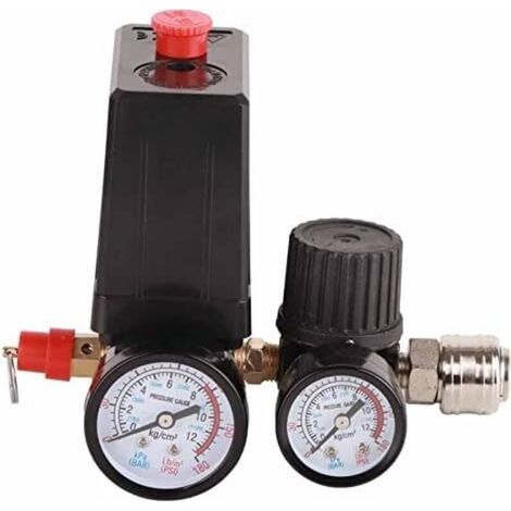 Compresseur de Pressostat 220V, Régulateur de Pression de Compresseur D'air Pièces de Rechange Interrupteur de Soupape de Commande de Compresseur Régulateur de Compresseur D'air (1/4)