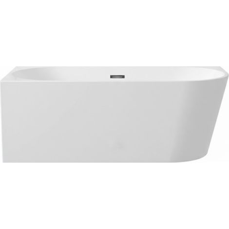 BALNEO – baignoire îlot d’angle gauche 150x75 cm AVOLA avec cache trop-plein et bonde anthracite (1/5)