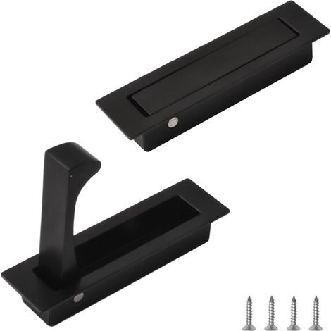 Juego de 2 tiradores empotrados de acero inoxidable 304 cepillado para armarios, roperos y armarios de bolsillo (negro). (1/5)