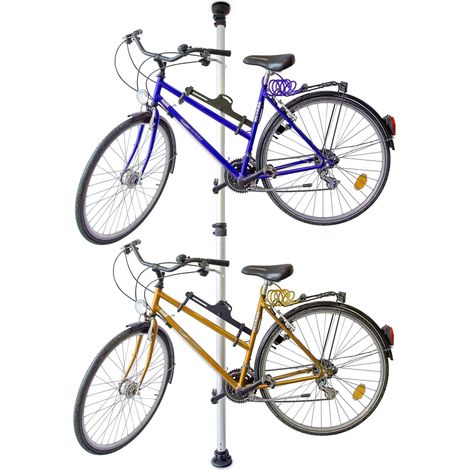 Relaxdays Porta biciclette Telescopico, Garage e Cantina, per 2 Bici, Regolabile, 40 kg, Soffitto, Pavimento, Argentato (1/6)