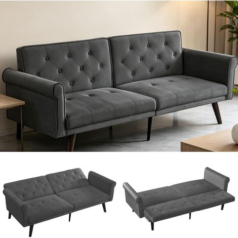 Canapé-lit 2 en 1 ajustable, canapé pliant multifonctionnel, canapé convertible avec dossier réglable pour salon et chambre, gris (1/5)