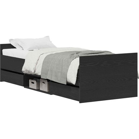 Maison Exclusive - Struttura del letto con cassetto Rovere Nero 193 x 78 x 50 cm (1/5)