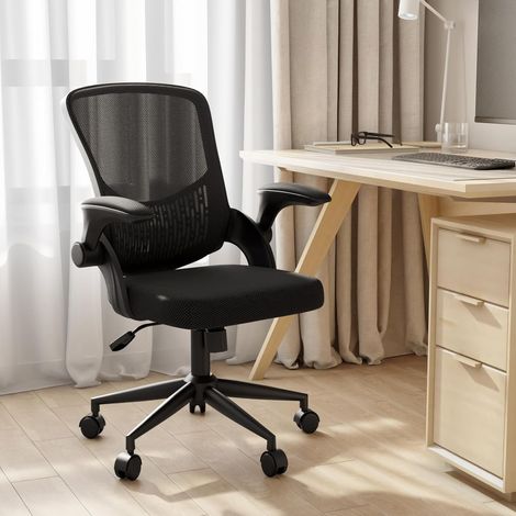 Office Chair Ergonomic - Naspaluro desk chairs 120° Rocking Mesh - Mid-Back Computer Chair with Flip-up Armrests - Black