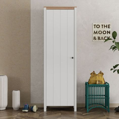 Mueble de Entrada Wanaka, 4 Estantes, Perchero, Una Puerta, 60x40x191h cm Blanco (1/5)