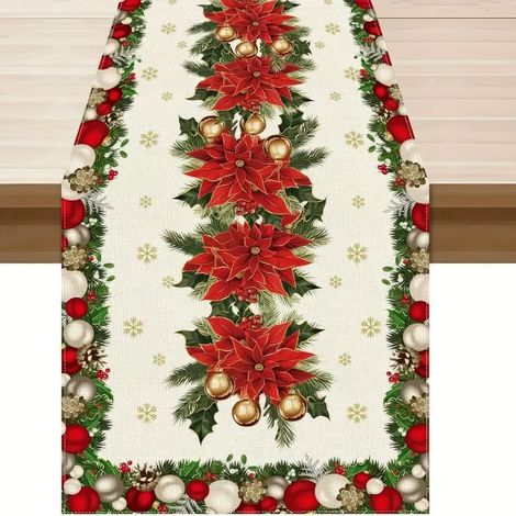 Chemin de table pour fêtes, décoration de table de cuisine, nappe, couvre-table basse - 180 x 30 cm (polyester) - Lot de 3