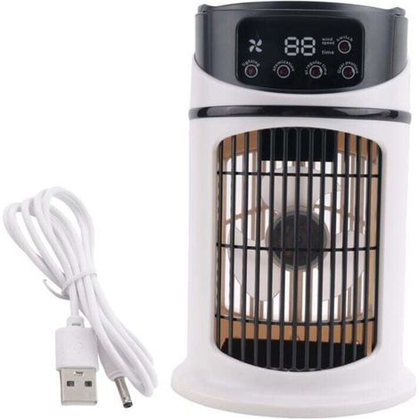 Climatiseur Portatif Maison Mini Refroidisseur D'Air pour Bureau 6 Vitesses Vent Noir Blanc (1/4)