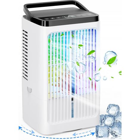 Climatiseur Mobile avec Reservoir 1200ML, Rafraichisseur d'air Silencieux avec Oscillation à 90°, 4 Vitesses, 2 Modes de Brumisation, Minuteries pour Chambre Cuisine Bureau, Blanc cassé (1/5)