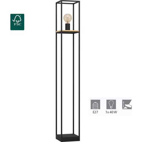 Lampada da terra Libertad Black, Brown L: 18 B: 18 H: 128.5 cm con interruttore di foottraggio (1/5)
