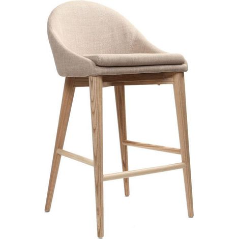 Sedia alta design legno poliestere beige DALIA