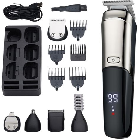 6-in-1 wasserdichter Multifunktions-Haarschneider mit LCD-Bildschirm, professionelles Schneideset