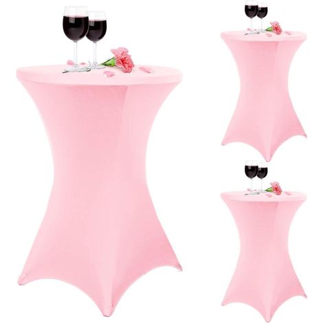 3er-Set Stehtischhusse für Bistrotisch Ø 80-85 cm, Stretch, Rosa, mit Fußverstärkung (1/5)