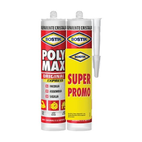 BOSTIK POLYMAX ORIGINAL EXPRESS BIPACK - TRASPARENTE GR 300 CF=PZ 2- 1 confezioni