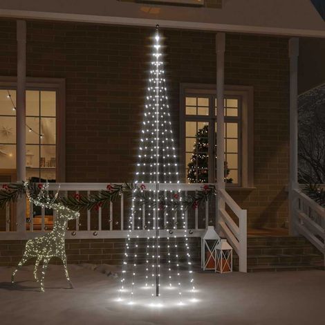 vidaXL Árbol de Navidad en asta de bandera 310 LED blanco frío 300 cm (1/5)