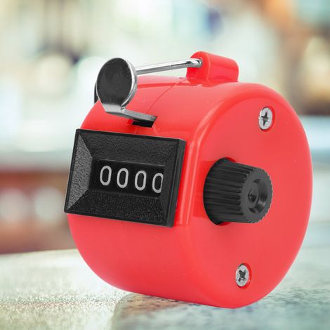 Compteur manuel BERM à 4 chiffres avec bouton de réinitialisation en plastique et crochet rouge (1/5)