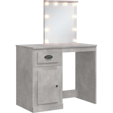 Maison Exclusive - Schminktisch mit LED-Leuchten Betongrau 90x42x