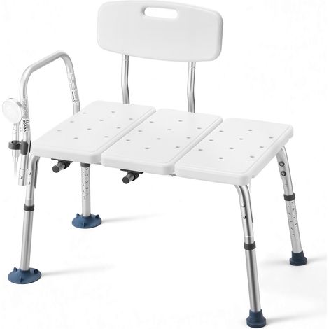 VEVOR Silla para Bañera con Brazo y Respaldo, Asiento de Bañera Capacidad de 180 kg, Altura Ajustable de 370 a 480 mm, Silla de Ducha para Adultos, Personas Mayores, Personas con Discapacidad (1/5)