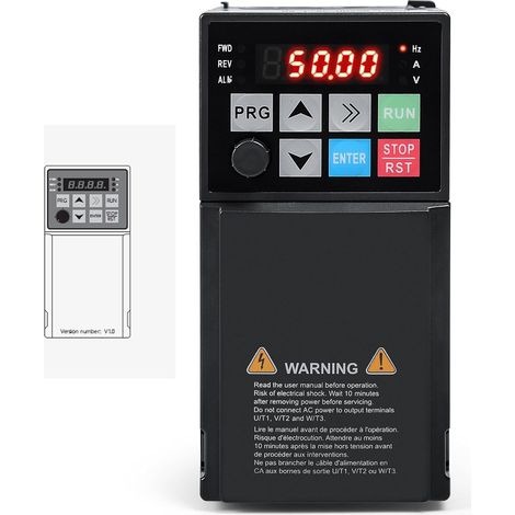 Variateur de Fréquence, Onduleur VFD 2.2KW 5.8A 380V Entrée triphasée, 380V Sortie triphasée pour Moteur de Broche CNC Contrôle de Vitesse