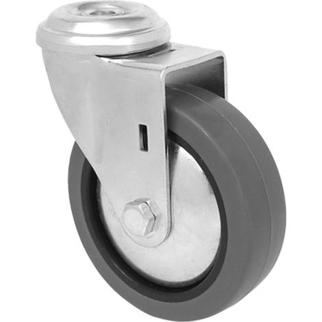 Roue de Mobilier 60mm Caoutchouc Gris Support Zincé (1/2)