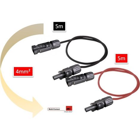 Rallonge 5 Mêtres 4mm2 - Connectique Solaire - Unicable 452 Br - Uniteck