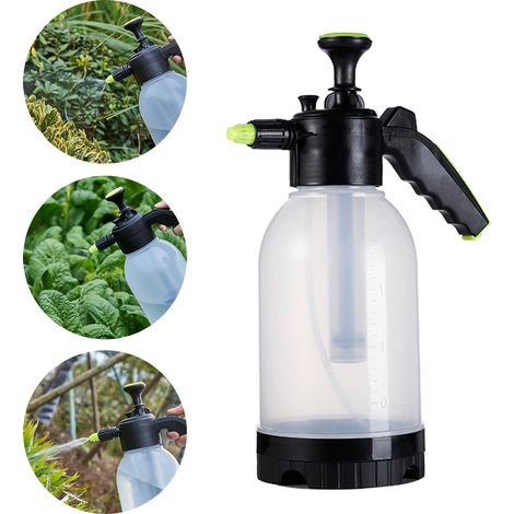 Arrosoir multifonctionnel transparent en plastique de 2 L avec système d'arrosage par pression d'air pour plantes d'intérieur, potagers, grandes plantes et feuillages. (1/2)