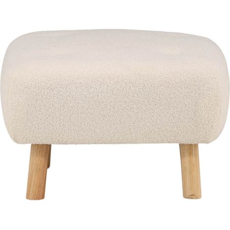 Salina Pouf, Hocker Teddystoff natur, weiß.