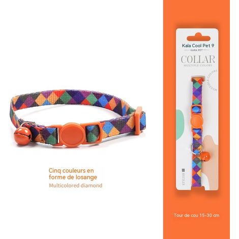Collier pour chat avec clochette - Sécurité anti-étranglement - Couleurs tendance - Convient aux chats ayant un tour de cou de 15 à 30 cm