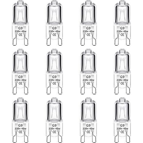 Lot de 12 Ampoule Halogène G9 40W 230V Dimmable 0-100%, 480LM, Blanc Chaud 2700K, G9 Bi-Pin Base Halogène Lampe, Sans Scintillement, pour Four, Lustres, Lampes de Paysage, Éclairage d'armoire (1/5)