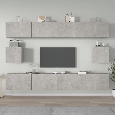 vidaXL Set di Mobili Porta TV 6 pz Grigio Cemento in Legno