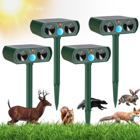 Lot de 4 répulsifs à insectes solaires, répulsifs à insectes à ultrasons, étanches pour jardins et fermes (1/5)