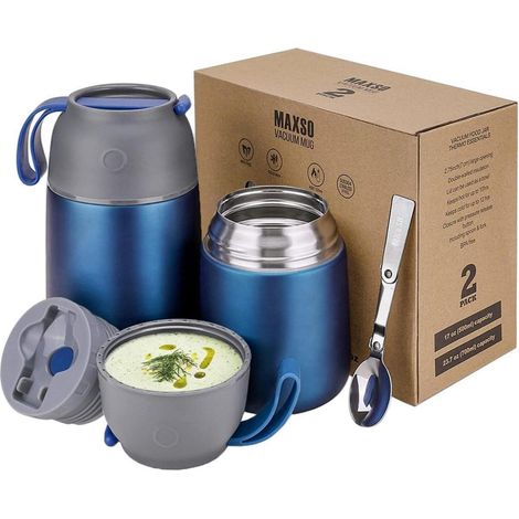 Thermobehälter 500ml 700ml Kinder Edelstahl Blau 500 ml + 700 ml (1/5)