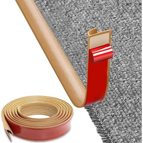 Transition Tape Sticker, PVC Carpet Edging Strips, Carpet Edging Strip Transition Self-Adhesive Between Carpet and Parquet, for Carpet Edges, Stairs (Yellow Oak) (1/5)