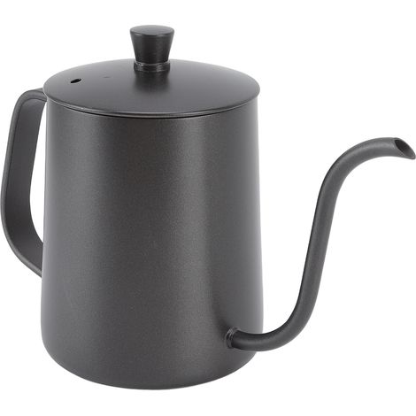 Bouilloire à café filtre en acier inoxydable, bec verseur étroit, col de cygne, 600 ml, revêtement PTFE noir (1/5)