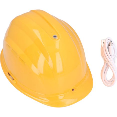 Ortviai Casque de Sécurité Industriel avec Ventilateurs Double, Batterie 7000 mAh Rechargeable, Lampe Frontale, Jaune
