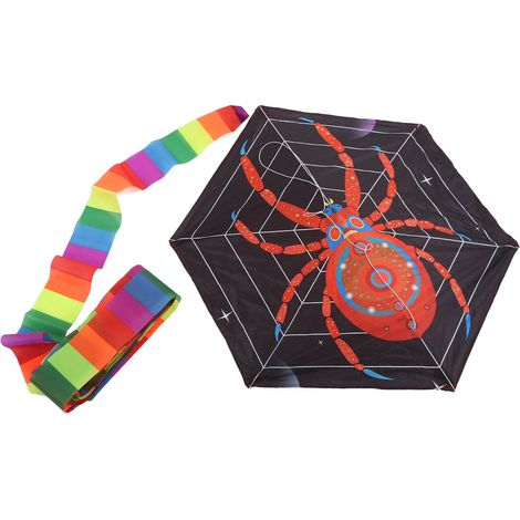 Cerf-volant araignée hexagonal d'extérieur avec emballage, vol équilibré, cerf-volant animal de dessin animé pour enfants, araignée rouge (1/5)