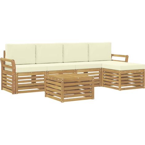 Outdoor Sofa Set 6 pcs White and Cream 59 x 59 x 37 cm vidaXL (1/5)