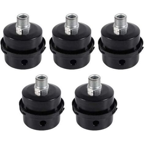 Compresseur d'air Filtre Silencieux,5 Pcs Male Filetage Metal Coque Filtre Silencieux Noir en Métal pour Compresseur d'air (16mm) (1/5)