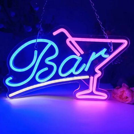 Panneau néon pour bar cocktails panneau lumineux LED barre USB panneau lumineux pour mur cocktail bar jardin terrasse extérieur (1/5)