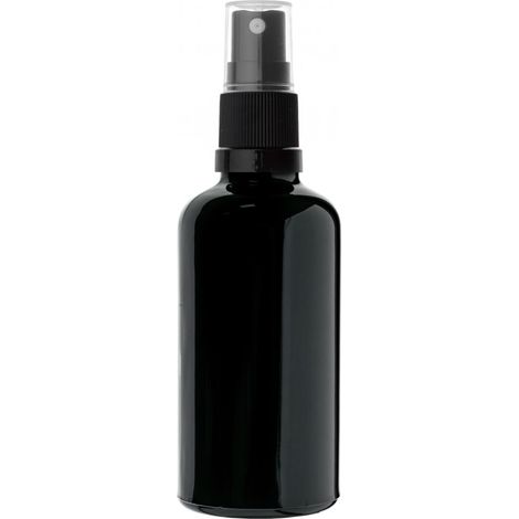 Flacon en verre noir de 50 ml avec atomiseur noir, filetage 18/415 (1/4)