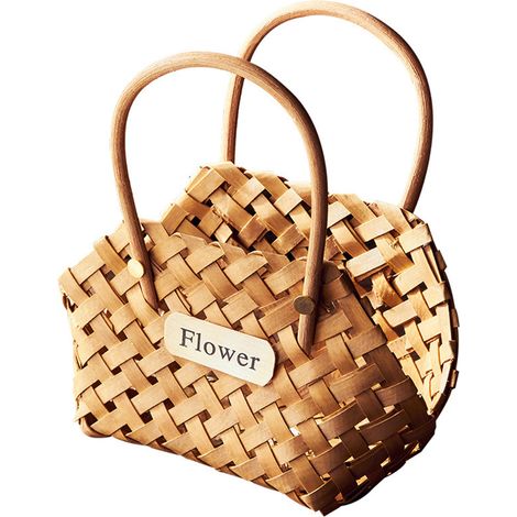 Panier à fleurs tressé (1 pièce), décoration de mariage, pot de fleurs décoratif, panier de pique-nique en bambou, style rétro, panier de rangement manuel (1/5)