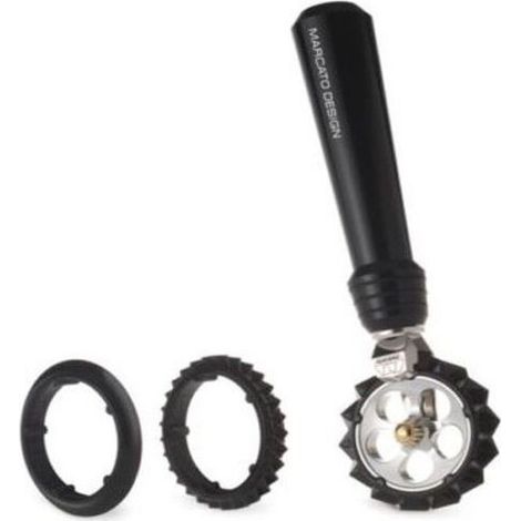 Marcato PASTAWHEEL Rotellina Tagliapasta con 3 Rotelle Intercambiabili per Taglio Liscio Zigzag Stretto e Largo colore Nero