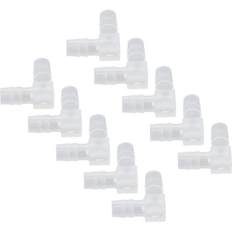 Lot de 10 coudes à 90° pour tuyau d'aquarium, raccords cannelés en plastique, forme en L, 8 mm. (1/5)