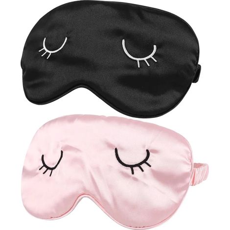 Ein Set aus 2 Seitenschlaf-Augenmasken, rosa und schwarz, geeignet für Männer und Frauen, Erwachsene, Paare, lustige Schlafmasken, verstellbare und weiche Schlafmasken, geeignet für Reisen oder die Ve